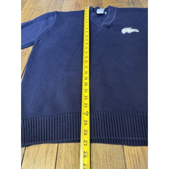 VTG Lacoste LIVE Men’s 7 Navy Blue Knit Sweater Vneck Preppy Crocodile - Picture 6 of 7